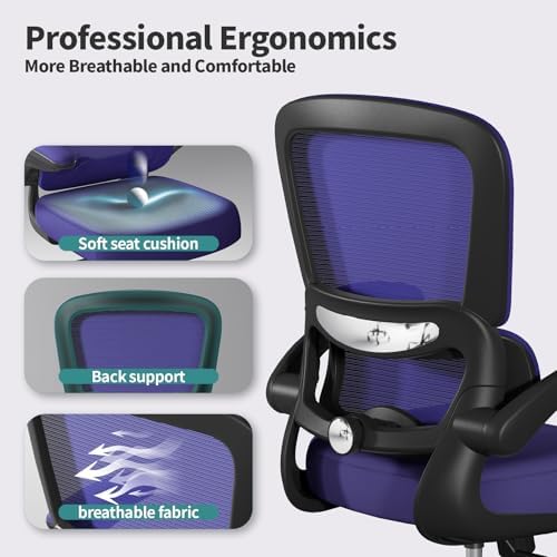 TRALT Office Chair - Ergonomic Desk Chair with Adjustable Lumbar Support, Mesh Computer Chair, Executive Chair for Home Office Comfortable Lumbar Support (1, Purple)