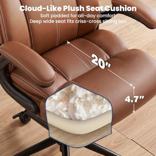 Ergonomic Office Chair, High Back Leather Executive Desk Chair