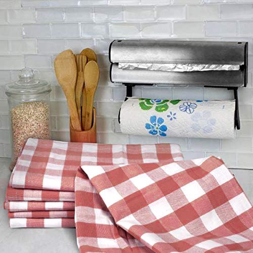 Urban Villa Cloth Napkins 100% Cotton Dinner Napkins Highly Absorbent 20x20 Inches (Set of 12) Rust Buffalo Checks Reusable Washable Soft Durable Premium Napkins Ideal for Home Wedding Parties