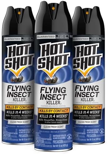 Hot Shot Flying Insect Killer Aerosol 15 Oz, Clean Fresh Scent, 3 Pack