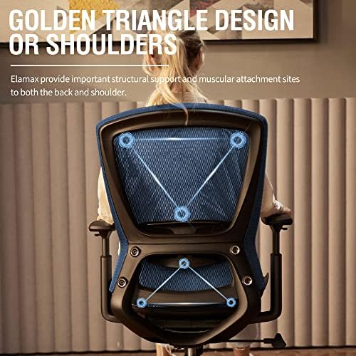 ELABEST Mesh Office Chair,Ergonomic Computer Desk Chair,Sturdy Task Chair- Adjustable Lumbar Support & Armrests,Tilt Function,Comfort Wide Seat,Swivel Home Office Chair (Blue)