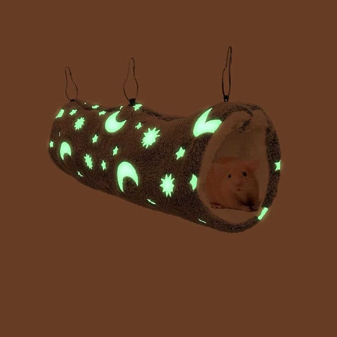 Luminous Noctilucent Glow Guinea Pig Rat Hammock Tunnel, Ferret Hanging Bunk Bed Hammock, Rat Ferret Guinea Pig Hideout and Soft Bed for Small Animals (5.Moon Tunnel Hammock)
