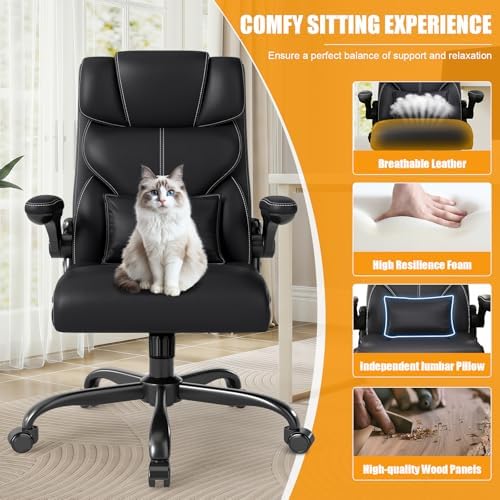Executive Office Chair with Flip-up Armrests,Ergonomic Computer Desk Chairs