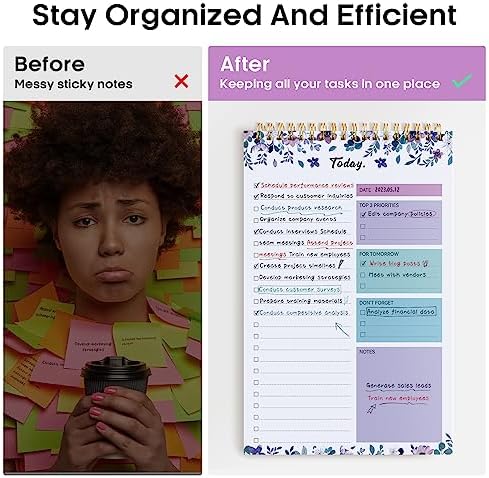 Taja To Do List Notepad, Undated Daily Planner for Work and Goal Setting
