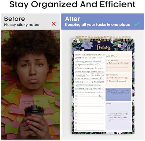 Taja To Do List Notepad, Undated Daily Planner for Work and Goal Setting