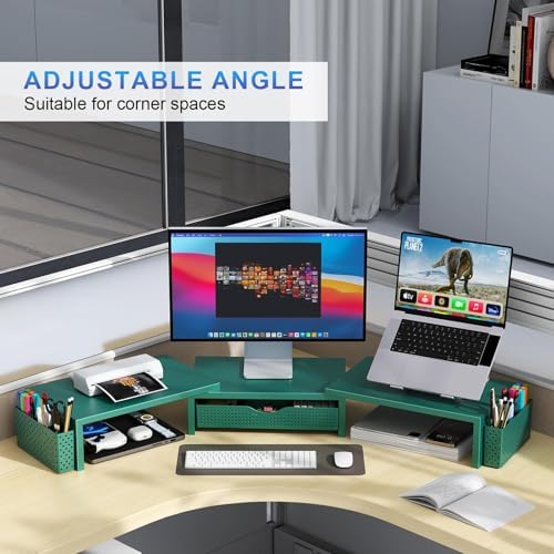 gianotter Dual Monitor Stand Riser With Drawer and 2 Pen Holders