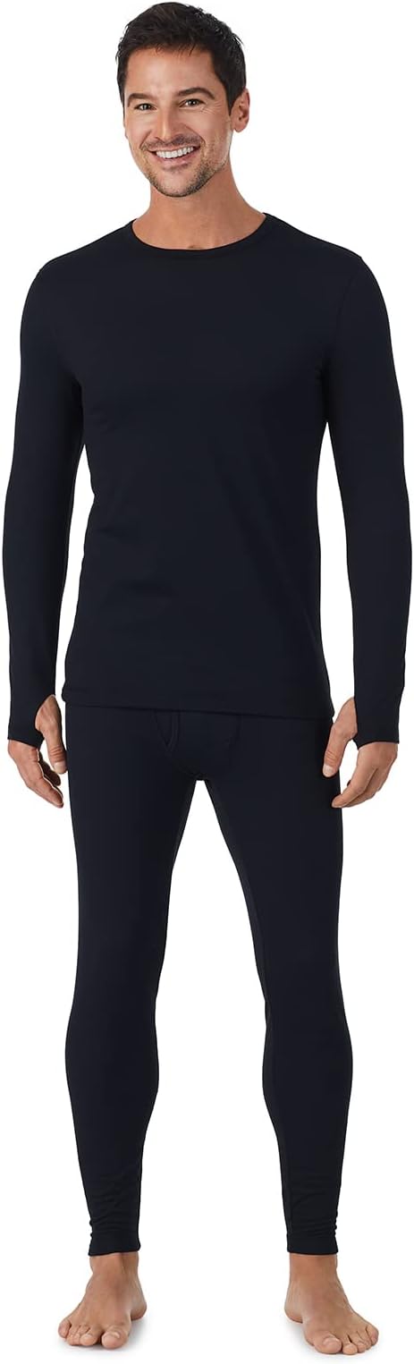 Cuddl Duds Mens Heavyweight Cold Weather Fleece Lined Thermal Set – Long Sleeve Shirt & Leggings – Lounge Sets for Men