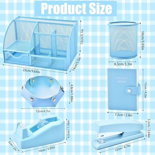 LXEVIHK Blue Desk Accessories 23-Piece Office Supplies Gift Set for Women