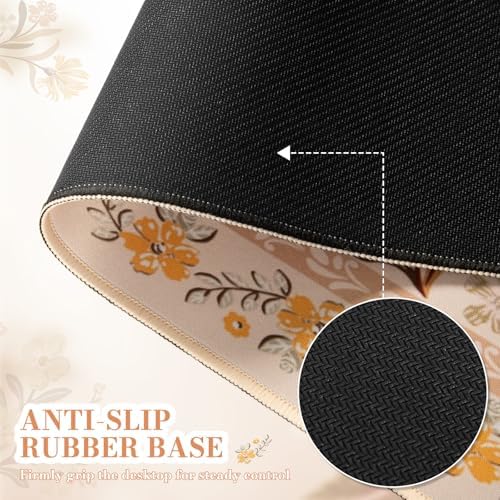 iCasso Desk Matt for Desktop, Cute Desk Pad Mat,35.4x15.7in,Yellow Floral