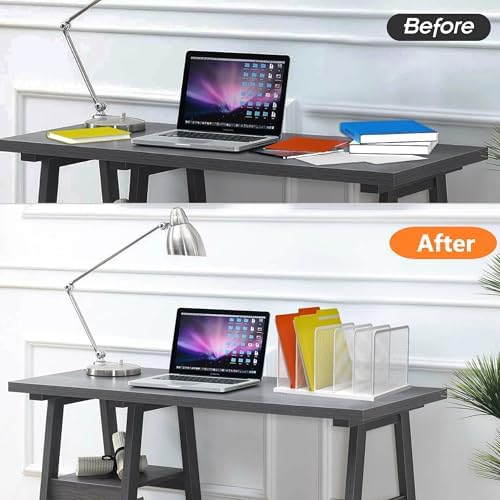 Kuntine.B 5-Section Upright Desk File Organizer White 1 Pack