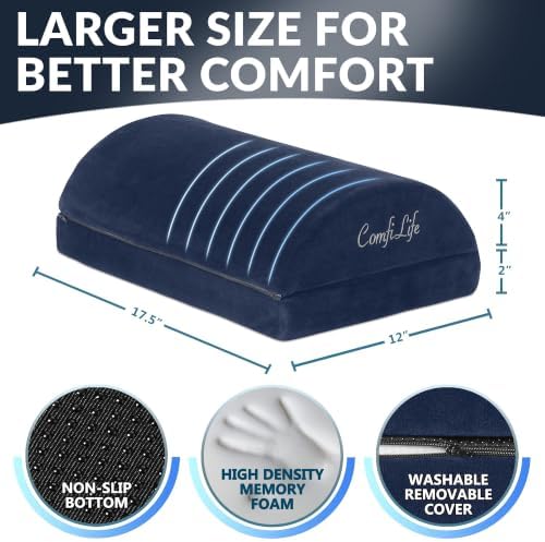 ComfiLife Foot Rest for Under Desk at Work – Adjustable Height Memory Foam Foot Stool for Under Desk, Office Chair & Gaming Chair – Ergonomic Footrest for Back & Hip Pain Relief (Navy)