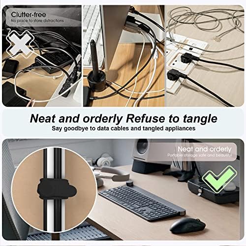 Silicone Cable Ties, Cord Organizer Cable Management,2Sizes-Black