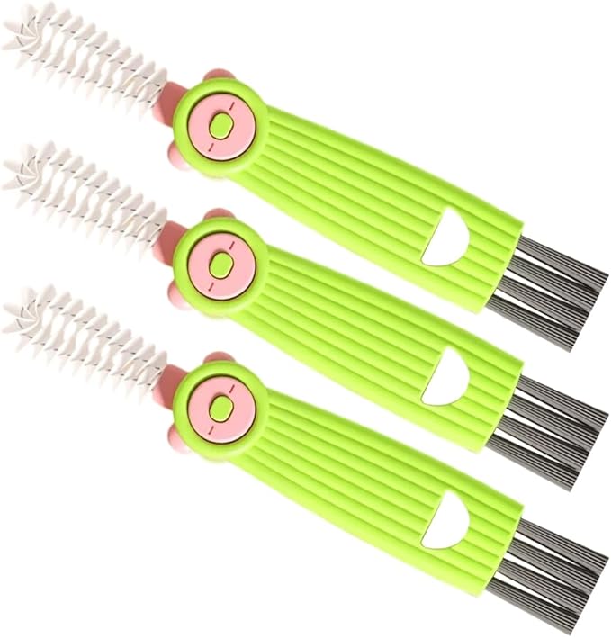 3 in 1 Water Bottle Cleaning Brush, Multifunctional Cup Lid Gap Cleaner for Bottles, Cups, and Food Storage Containers, Portable Crevice Cleaning Brush for Kitchen Use (3, Green)