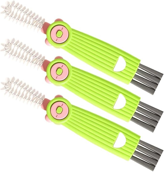 3 in 1 Water Bottle Cleaning Brush, Multifunctional Cup Lid Gap Cleaner for Bottles, Cups, and Food Storage Containers, Portable Crevice Cleaning Brush for Kitchen Use (3, Green)