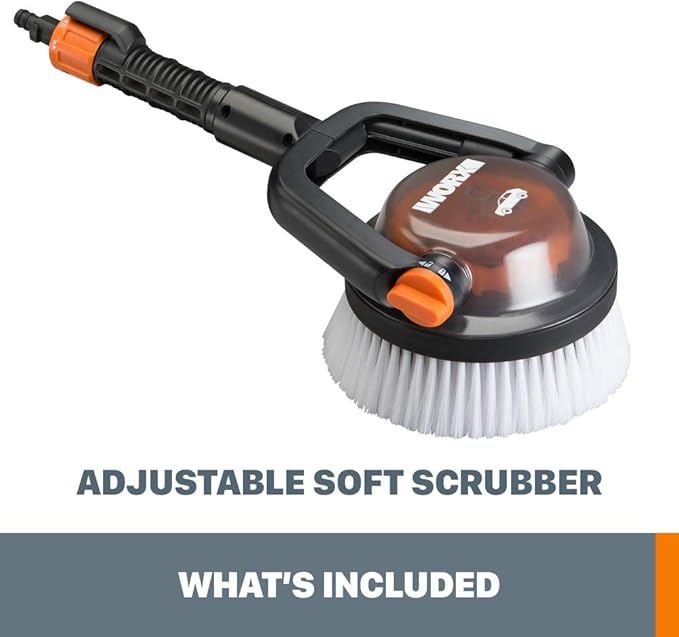 WORX Hydroshot Adjustable Automotive Power Scrubber, Quick Snap Connection - WA1820 (Soft Bristles)