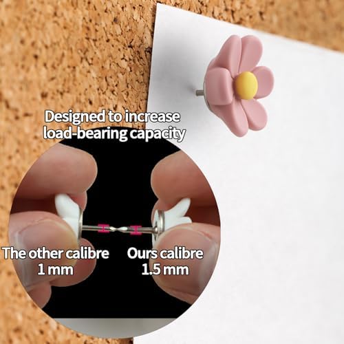 50 Pcs Flowers Push Pins Decorative Thumb Tacks in 3 Colors Cute Office Decor for Cork Board Bulletin Board, Photos Wall Maps and Other Offices Schools Supplies Christmas Decoration