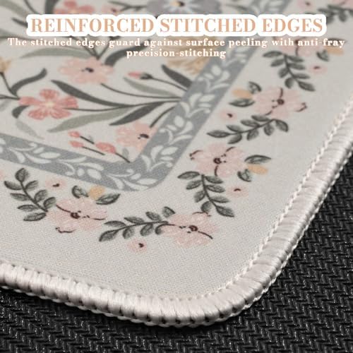 iCasso Aesthetic Small Mouse Pad, 9.5x7.9in,Home Office,Gray Floral
