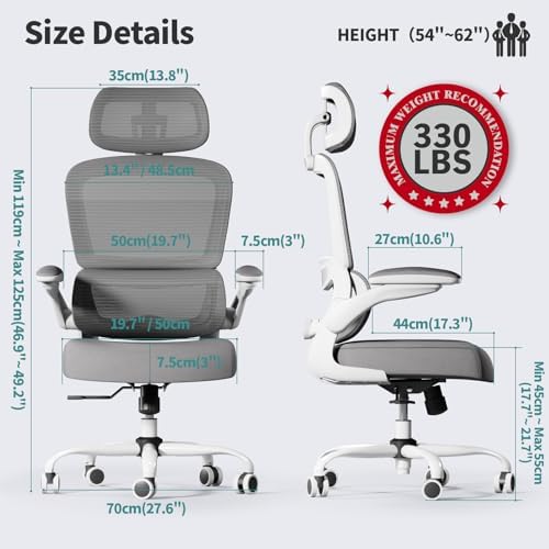 TRALT Office Chair Ergonomic Desk Chair - Gaming Chair with Lumbar Support (4, White)