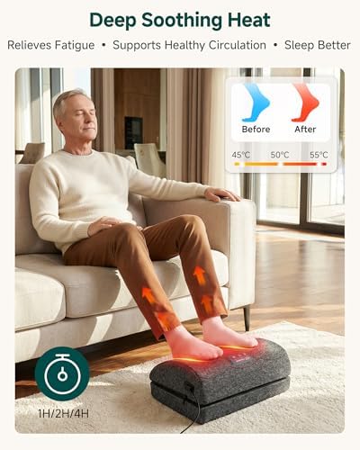 Snailax Heated Footrest Under Desk with Vibration, Adjustable Foot Stool