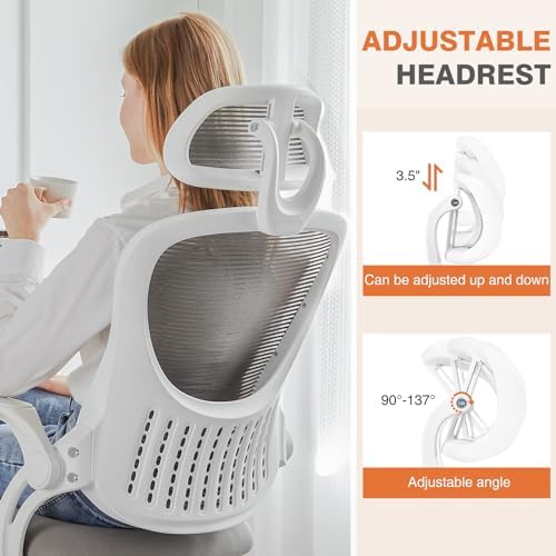 Sweetcrispy Computer Desk Chair, Mesh Office Chair with Lumbar Support