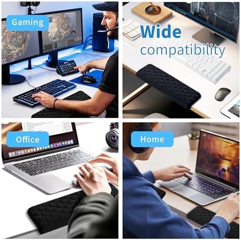 MEKASS L-Shaped Desk Elbow Pad for Desk, Memory Foam Elbow Support Padding with Non-Slip, Ergonomic Desk Edge Cushion, Wrist Comfort Support for Office Home 2 Pcs (Diamond Black)