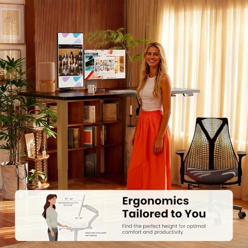ErGear Height Adjustable Electric Standing Desk, 32 x 19 Inches Sit Stand up Desk, Memory Computer Home Office Desk, Black+Gold