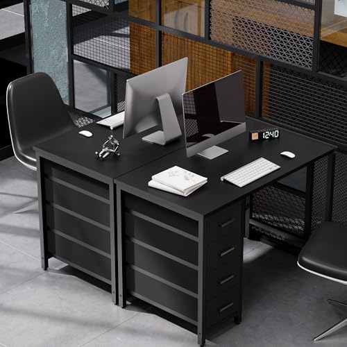 Pamray 32 Inch Computer Desk with 4 Drawers Small Office Desk for Home Bedroom Study Writing Simple Modern Computer Table Black