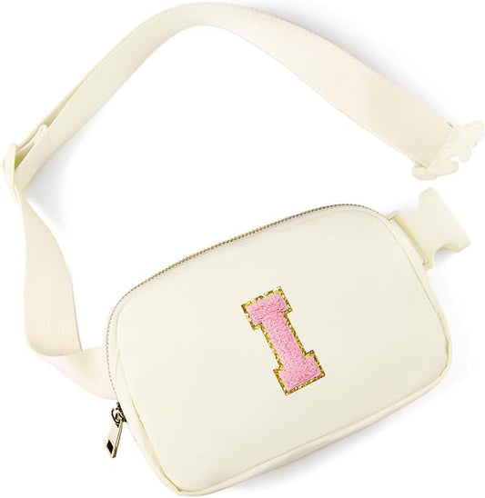 Gitus Personalized Gifts Birthday Gifts for Girls Fanny Pack Cross Body Bags with Initial Letter Preppy Stuff Gifts for Her Girlfriend Wife Sister Friends Mom (Ivory-I)