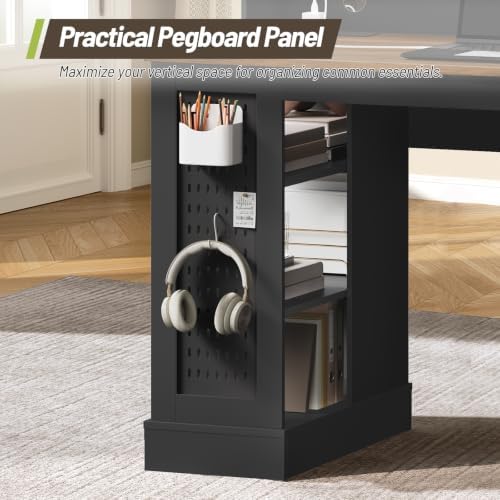 55-inch Farmhouse Executive Desk with 2 Drawers and File Cabinet