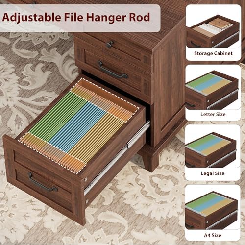 IDEALHOUSE 60" Farmhouse Wooden Home Office Executive Desk with Drawers