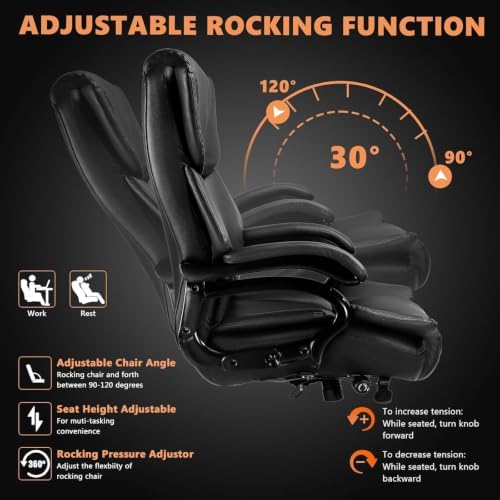 Indulgear Big and Tall Office Chair with Gel Seat Cushion,Heavy Duty Office Chair for Heavy People, High Back Executive Computer Chair with Adjustable Lumbar Support, Dual Rubber Wheel