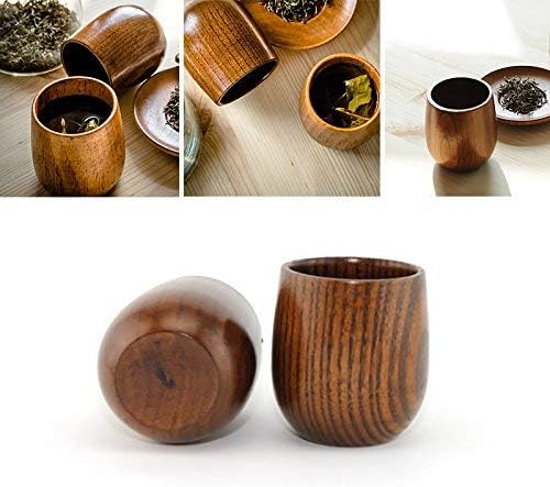 JKLcom Wooden Tea Cups Top Grade Natural Solid Wood Tea Cup 4 Pack,Wooden Teacups Coffee Mug Wine Mug for drinking Tea Coffee Wine Beer Hot Drinks,100-200 ML