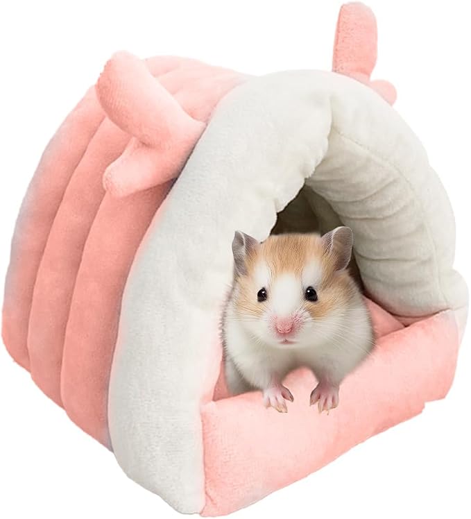 Guinea Pig Hideout, Warm Bed for Guinea Pig,Rabbits, Chinchillas, Guinea Pig Bed, Cozy Small Animal Winter Shelter (Pink, Small)