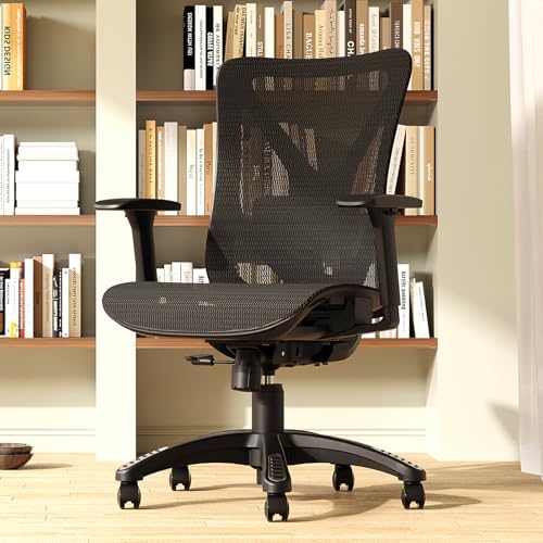 Ergonomic Office Chair, Mesh Computer Desk Chairs with BIFMA X5.1 Certified, Adjustable Lumbar Support, 3D Arm, Tilt Back, Wide Seat, Comfy Swivel Work Task Chair for Company and Home (Obsidian Black)