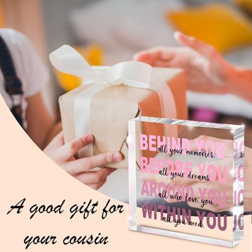 Graduation Gifts - Pink Graduation Quote Decoration - All the Memories Behind You Acrylic Square Sign - Inspirational Gift for Women 4x4 Inch