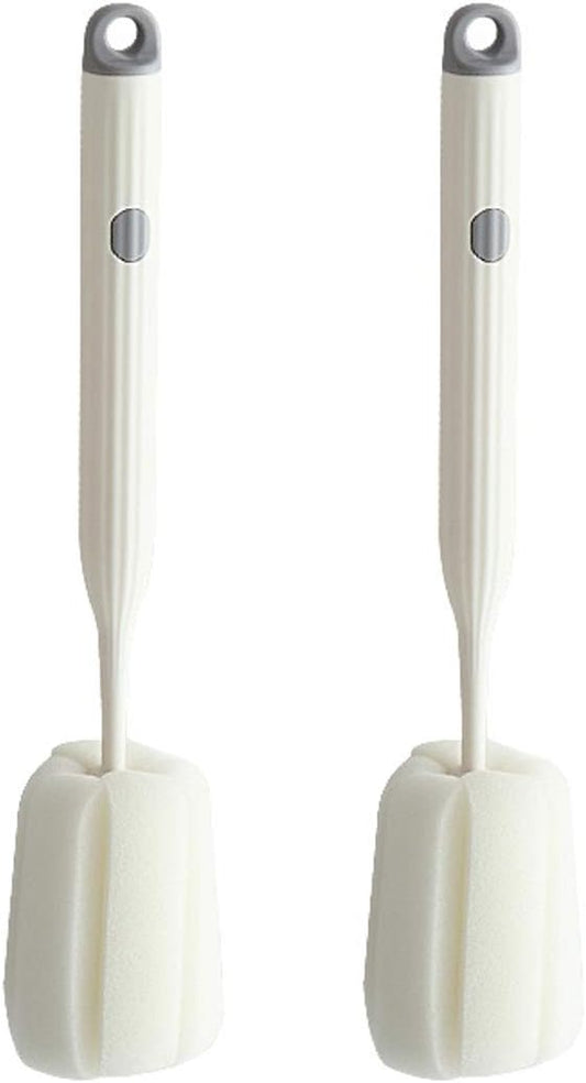 Bottle Soft Brush -2Pcs Sponge Bottle Brush Soft and Easy to Clean, Baby Bottle Sponge Brush Can Effectively Remove The Stain Residue On The Bottom of The Cup (White)