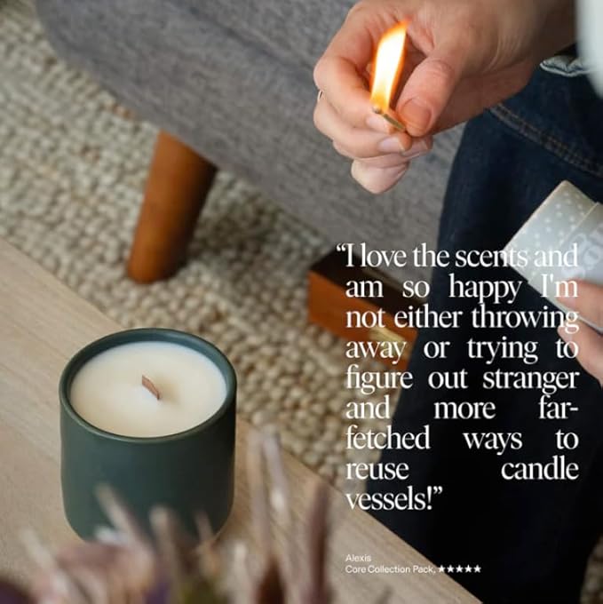 Siblings Candle Making Kit | DIY Coconut-Soy Wax Candle Kit with Wooden Wick | Scent No 01: Bergamot, White Rose, Oakmoss | Clean, Non-Toxic, Reusable, 60 Hr Burn