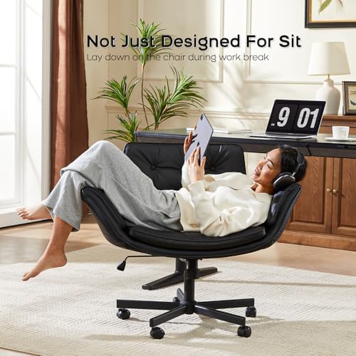 amseatec Criss Cross Office Chair, Swivel Makeup Vanity Chair with Wheels