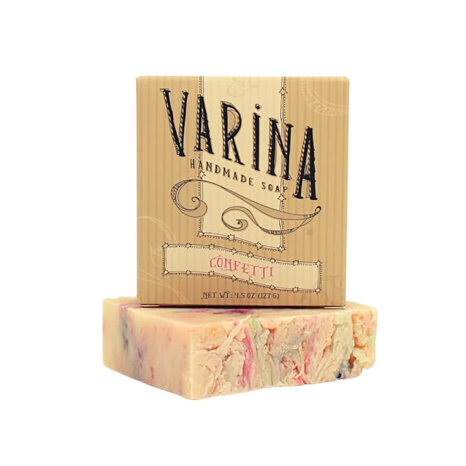 Natural Confetti Bar Soap - Gentle Cleansing for Sensitive Skin, Sweet and Vanilla - 3 Pack