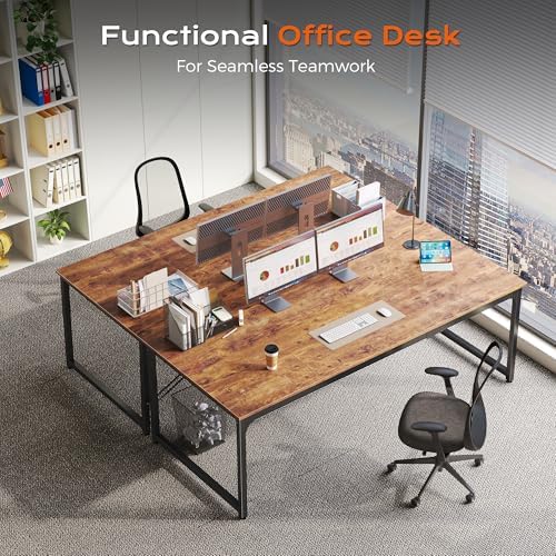 PRAISUN 70.8 X 29.5 Inch Computer Desk with Deeper Desktop, Gaming Office Writing Work Desk for Home Office, Study, Bedroom, Work from Home, Metal Frame, Rustic Brown