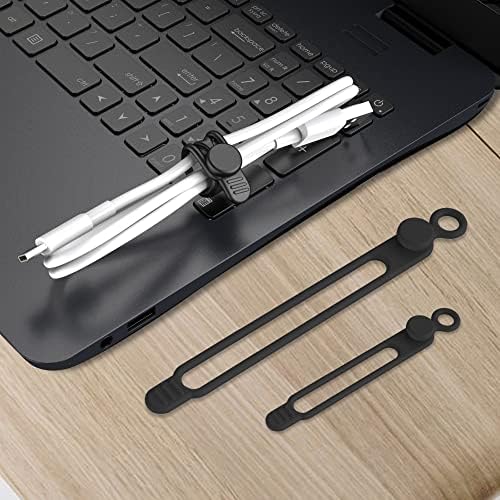 Silicone Cable Ties, Cord Organizer Cable Management,2Sizes-Black