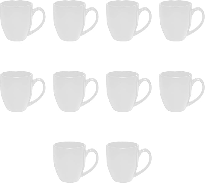 DISCOUNT PROMOS Large Coffee Cups 16 oz. Set of 10, Bulk Pack - Perfect for Tea, Espresso, Cappuccino, Hot Cocoa - White