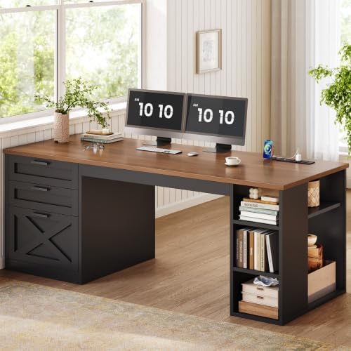 SEDETA 55.1" Farmhouse Office Desk with 3 Drawers for Home Office