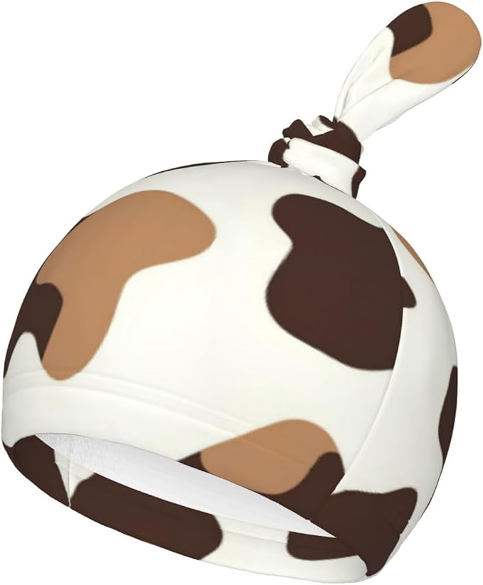 Newborn Swaddle Blankets and Hat Set Soft Cotton Baby Swaddle Wrap Warm Infant Receiving Blanket Cow Print-7