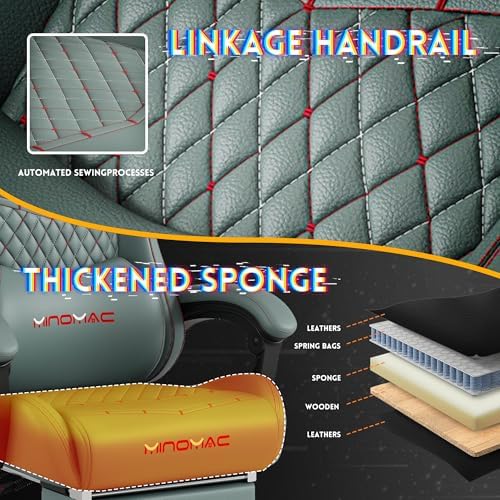 Gaming Chair,Ergonomic Computer Gaming Chair,400lb Load-Bearing,Retractable Footrest/Waist Support/Ergonomic Backrest[Spring + 4D Sponge] (Green)