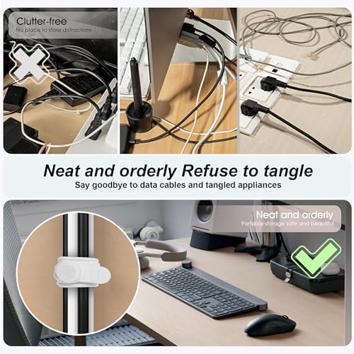 16Pcs Silicone Cable Ties, Cord Organizer Cable Management-2Sizes