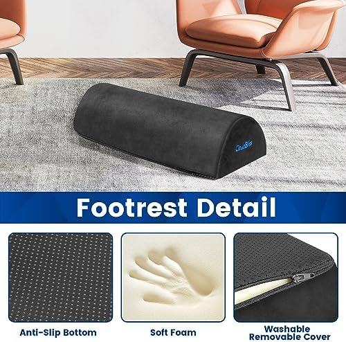 Foot Rest for Under Desk at Work, Foot Stool for Office, Gray, Long