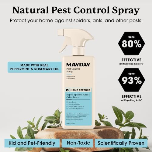 MAYDAY Pest Control Spray, Natural, Non-Toxic, Peppermint & Rosemary, 16oz