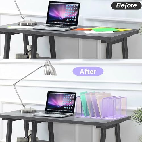 Kuntine.B 7-Section Upright Desk File Organizer Purple 1 Pack