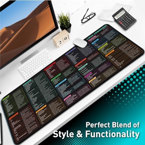 Pixiecube Linux Commands Line Mouse pad - Extended Large Cheat Sheet Mousepad. Shortcuts to Kali/Red Hat/Ubuntu/OpenSUSE/Arch/Debian/Unix Programmer. XXL Non-Slip Gaming Desk mat